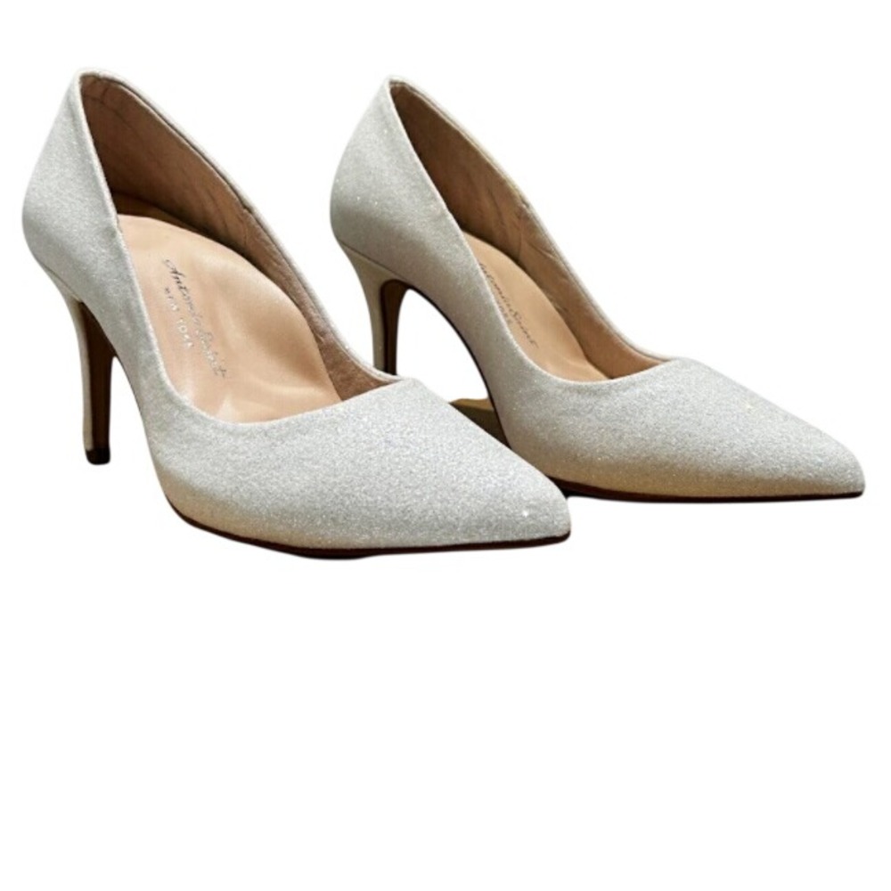 Antonia Saint NY Victoria Heel White Glitter Pointed Toe Pump Size 9 30MM